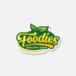 Foodies typography logo or label for healthy food _ Premium Vector