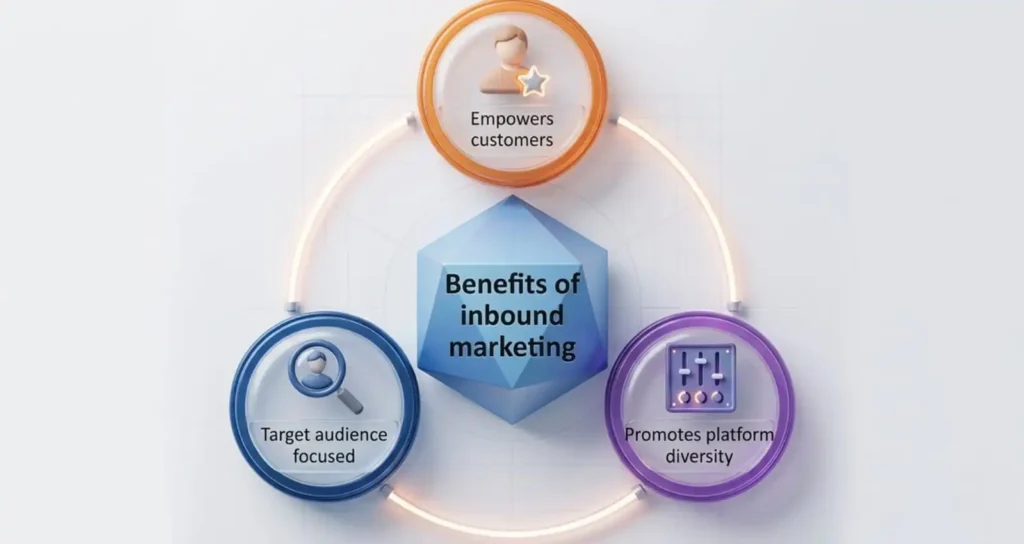 Benefits of Inbound Marketing Strategy — empowers customers, target audience focused and promotes platform diversity